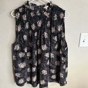 Joie Black and Cream Patterned Blouse